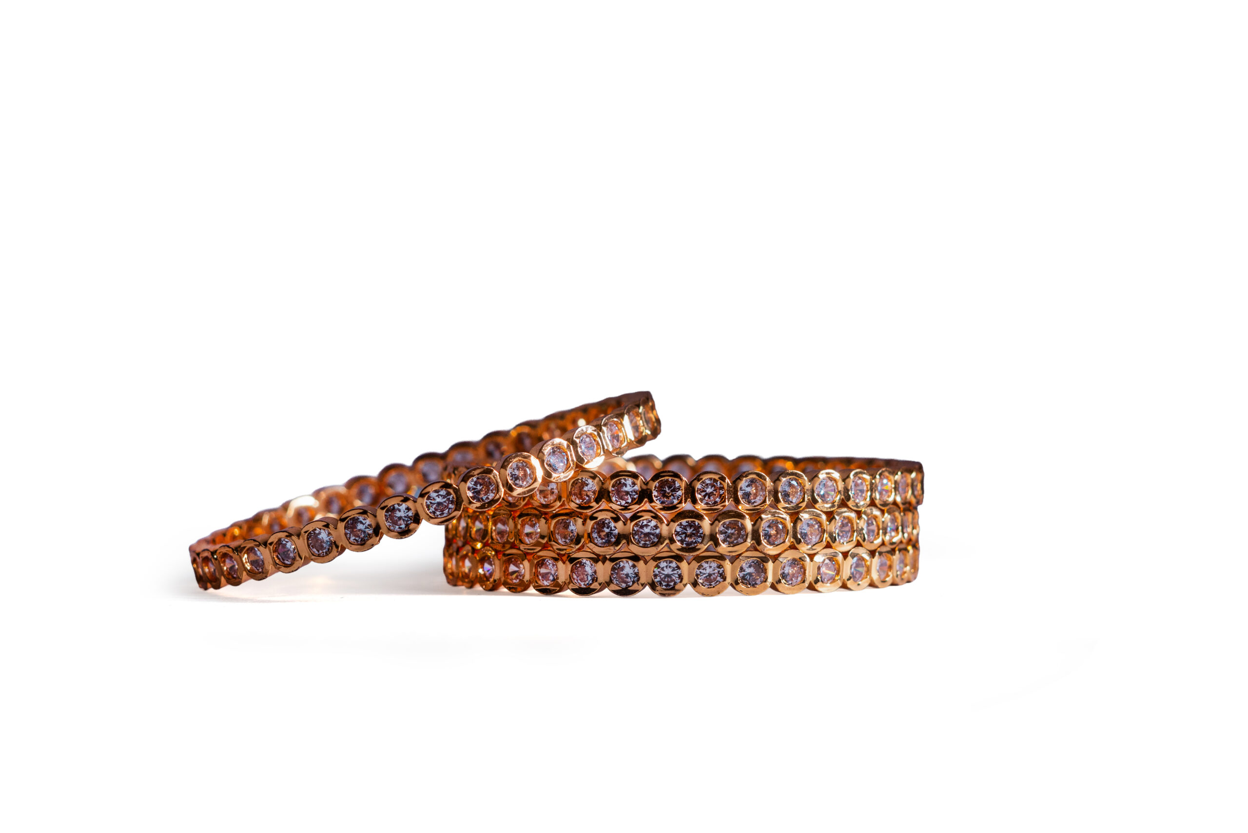 American Diamond Impon Bangles Round Stones Combo (Set Of 4)