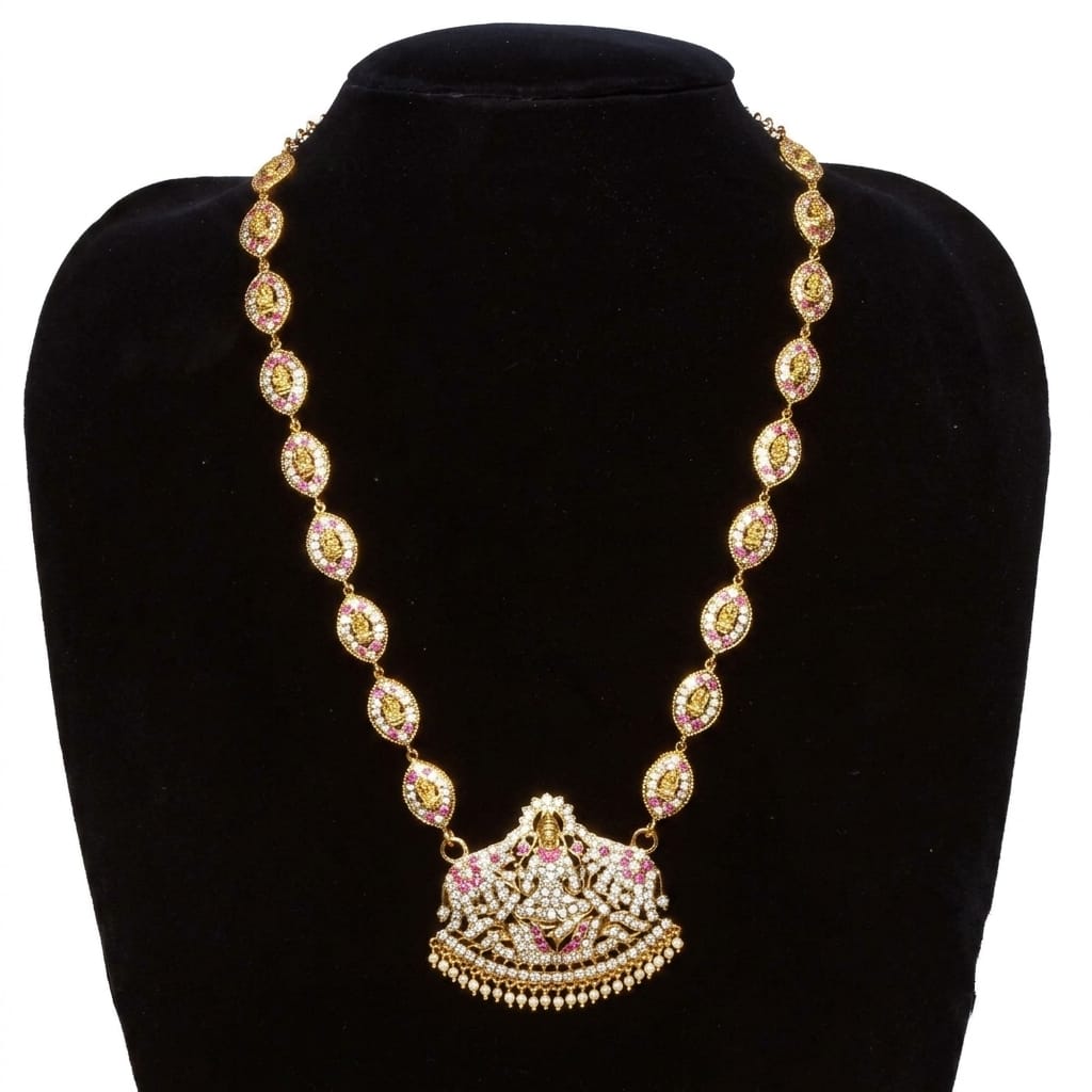 Impon Micro Glod Plated Lakshmi Pendant Long Haram
