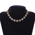 Elegant Impon Micro Gold Plated AD Stone With Floral Cluster Attigai Necklace